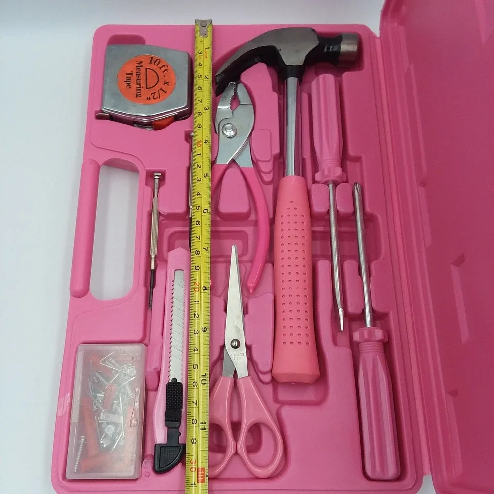 Pink Household DIY Tool Set Hammer Pliers Screwdrivers Womens‎ Dorm